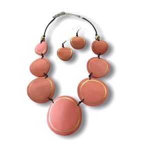 Bohemian Wood Statement Necklace & Earrings